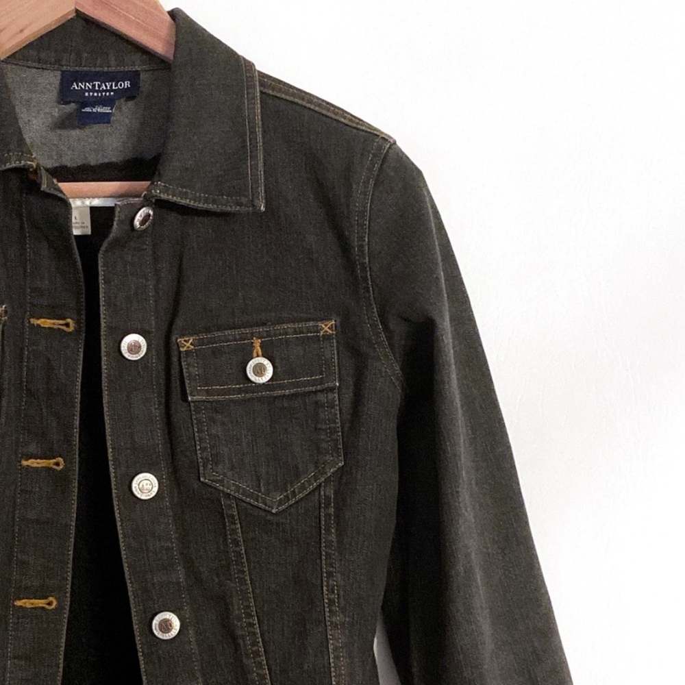 Ann Taylor Dark Wash Denim Jacket - Picture 2 of 8